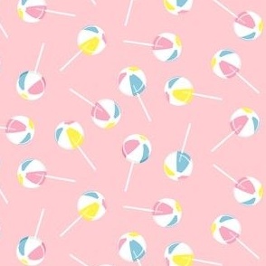 (small scale) Beach Ball lollipops - summer suckers - pink - LAD22