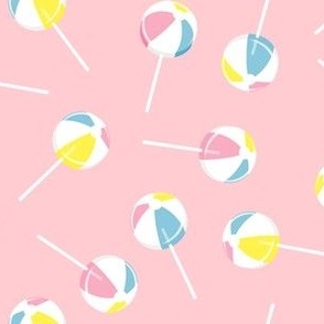 Beach Ball lollipops - summer suckers - pink - LAD22