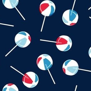 Beach Ball lollipops - summer suckers - red white and blue - LAD22