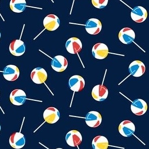 (small scale) Beach Ball lollipops - summer suckers - OG on navy - LAD22
