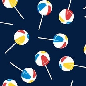 Beach Ball lollipops - summer suckers - OG on navy - LAD22