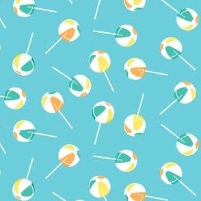 (small scale) Beach Ball lollipops - summer suckers - teal - LAD22