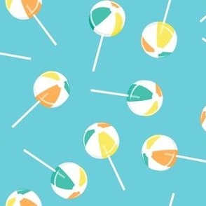 Beach Ball lollipops - summer suckers - teal - LAD22