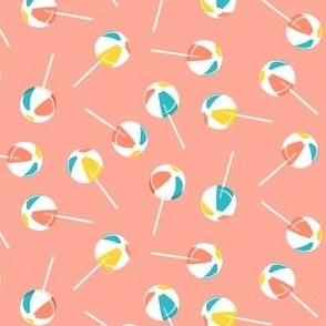 (small scale) Beach Ball lollipops - summer suckers - coral - LAD22