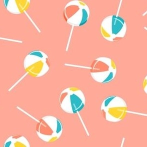 Beach Ball lollipops - summer suckers - coral - LAD22