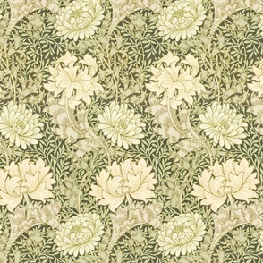 Chrysanthemum By William Morris  MEDIUM - original green antiqued art nouveau art deco, background