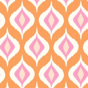 Ikat waves orange rose XL wallpaper scale by Pippa Shaw