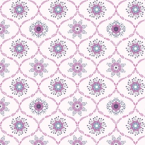 Snowflake ogee light pink and purple | medium