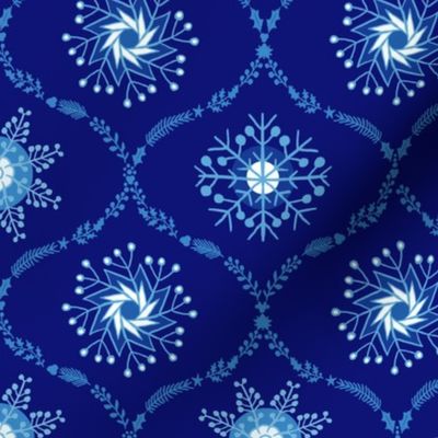 Snowflake ogee porcelain blue| medium
