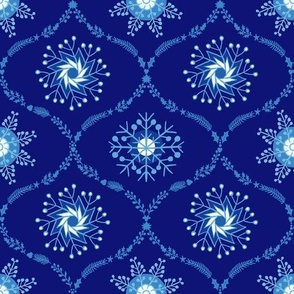 Snowflake ogee porcelain blue| medium