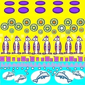 We are Family on Yellow, Penguins and Dolphins
