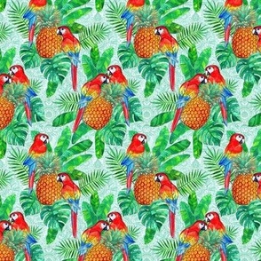 Pineapples and Parrots Tropical Summer Pattern tiny version