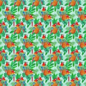 Pineapples and Parrots Tropical Summer Pattern microprint version