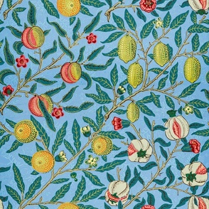 fruit - by William Morris - MEDIUM -  original Antiqued art nouveau art deco blue background 