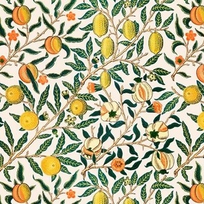 fruit - by William Morris - SMALL -  original cream beige Antiqued art nouveau art deco background 