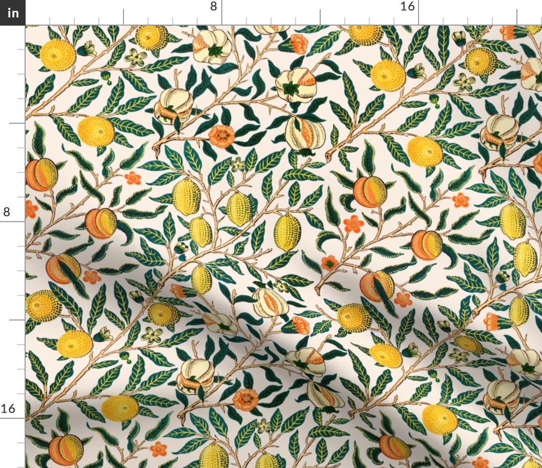 fruit - by William Morris - LARGE-  original cream beige antiqued restored reconstruction  art nouveau art deco background 