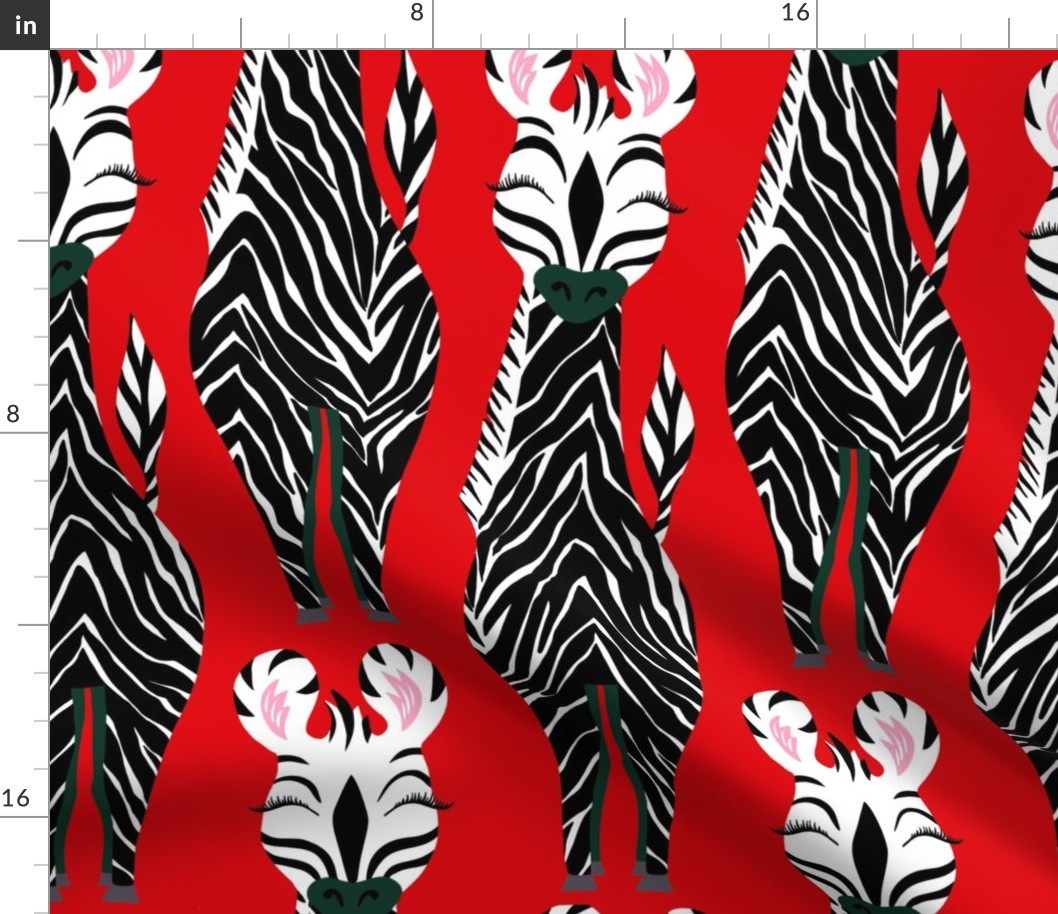 Zebra Buddies on Red- Large