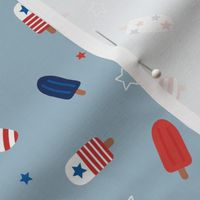 Popsicle summer 4th of july celebration stars and stripes kids american ice-cream usa national holiday on moody blue