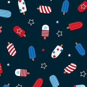 Popsicle summer 4th of july celebration stars and stripes kids american ice-cream usa national holiday on navy blue night
