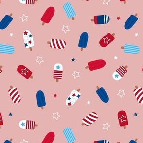 Popsicle summer 4th of july celebration stars and stripes kids american ice-cream usa national holiday on pink