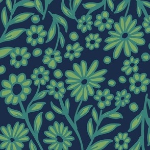 bonsai Floral Navy and Green