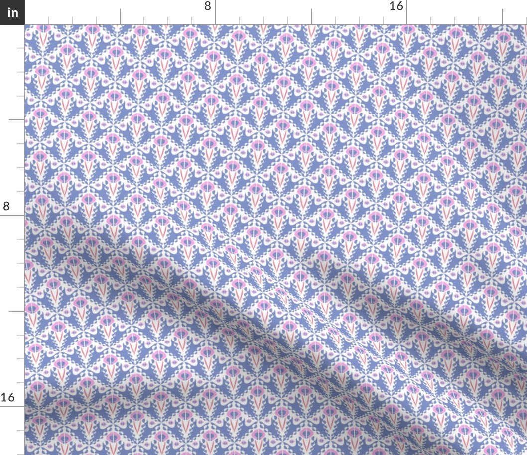 geometric purple and pink tessellated floral in small scale