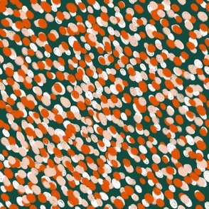 Confetti Dot in Coral, Red, and White on Green
