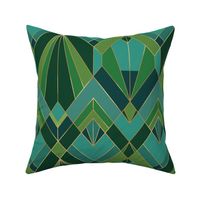 Art Deco / Nouveau - Medium Scale - Peacock / Green & Blue