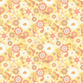Daisy Fun Retro Pop florals yellow and orange by Jac Slade