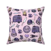 Spooky Camping pink linen