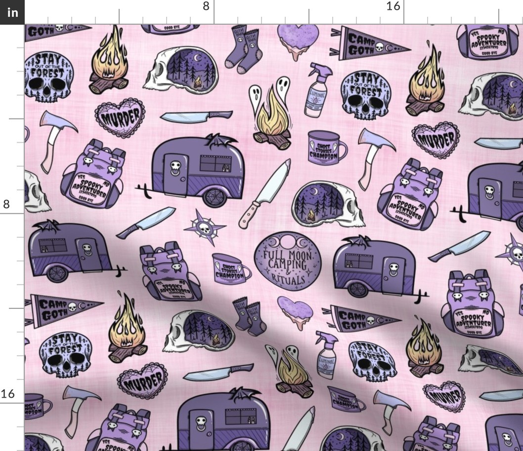 Spooky Camping pink linen