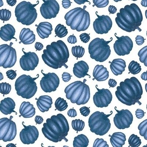 Blue Pumpkin Half Drop Pattern White Background