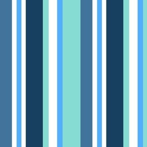 Stripes, Aqua  Minty Navy