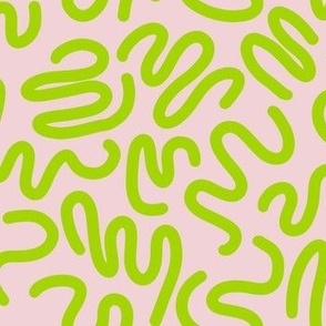 lime green and blush pink squiggles