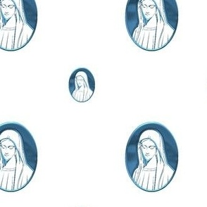 Blue Metallic Virgin Mary Symbol