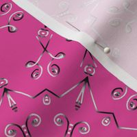 Kaleidoscope Star and Scissors Silvery Gray on Raspberry Pink