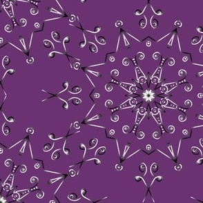 Kaleidoscope Star and Scissors Silvery Gray on Imperial Purple