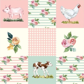 baby girl farm theme cheater quilt 6" blocks