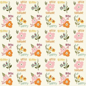 Modern Floral pink orange yellow with typography ©terriconraddesigns
