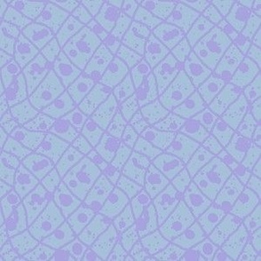 wonky grid blue and lilac with splatters 2x2