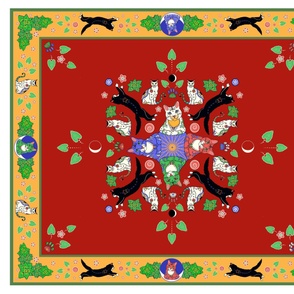 Tattooed Kaleidoscope Cats _Provence_Red_SF