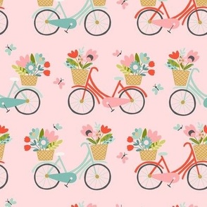 Flowers and Bicycles Pink