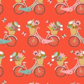 Flowers and Bicycles Red