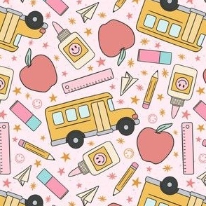 Back to School Vintage Pink Pattern
