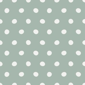 Retro Dots beige on sage / minimal geo pattern with polka dots