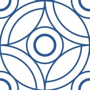 S07 - blue modern midcentury circles on white