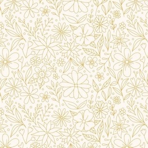 Flora Dreams Yellow (handdrawn | tossed | floral | flowers | cream)