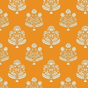 Indian floral-block-yellow-orange gold-medium scale