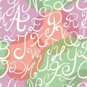 Lettering fabric with coloured background, 7,8 inches