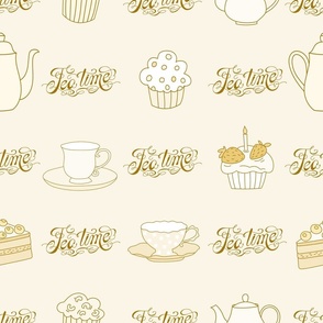 Tea time hand drawn seamless pattern